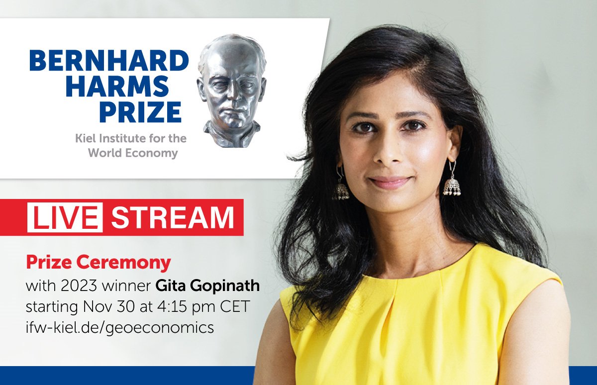 Gita Gopinath (@gitagopinath) on Twitter photo I’m happy to be in Berlin to accept <a href="/kielinstitute/">Kiel Institute (IfW Kiel)</a>’s Bernhard Harm’s prize and speak on how geoeconomic fragmentation is fast becoming a reality at 4:15pm CET tomorrow ifw-kiel.de/geoeconomics I’m happy to be in Berlin to accept <a href="/kielinstitute/">Kiel Institute (IfW Kiel)</a>’s Bernhard Harm’s prize and speak on how geoeconomic fragmentation is fast becoming a reality at 4:15pm CET tomorrow ifw-kiel.de/geoeconomics
