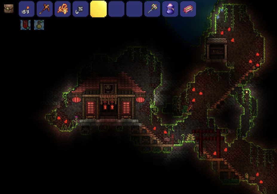 mer_kokuriko's tweet photo. 地下街の一番奥には神社が建ちました
呪われそう👻💀
#テラリア #Terraria #Terrariabuild https://t.co/wdmDpQxJTr