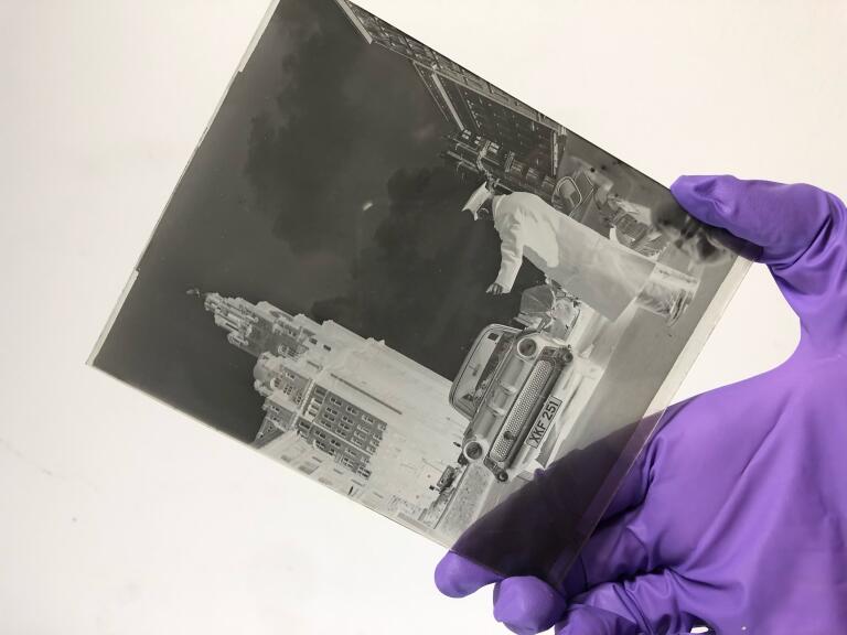 LJMU_SCA's tweet photo. Showcasing our unique collection of glass plate negatives in the Keith Medley Archive - a 1958 car park attendant, Pier Head, Liverpool #EYAUnique @explorearchives https://t.co/5Yp9ljtiv8