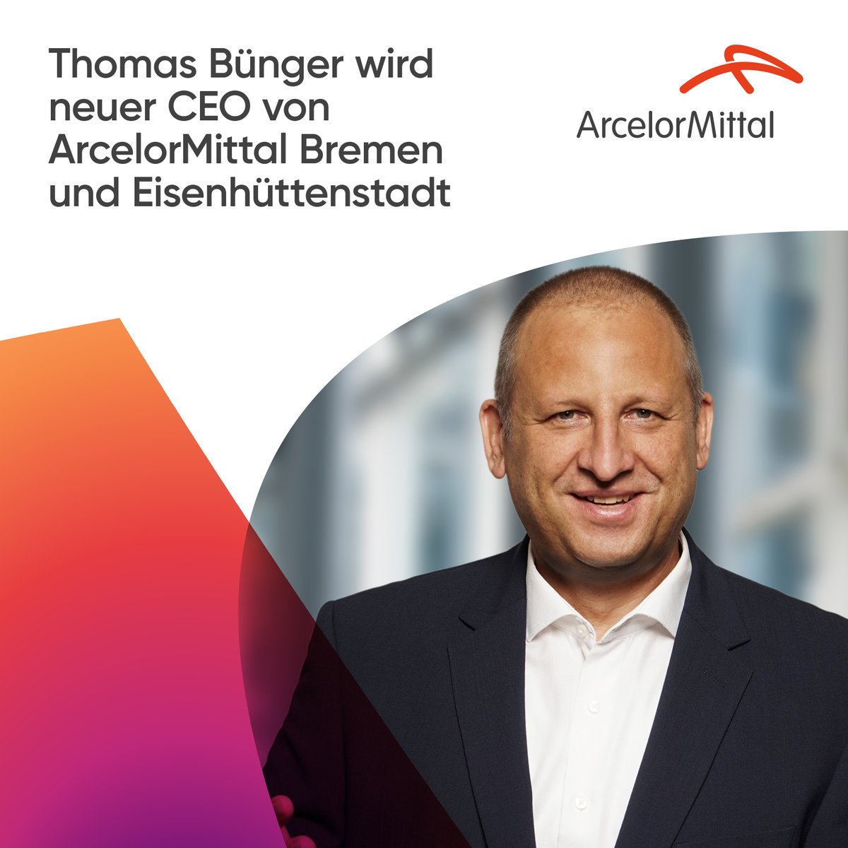 ArcelorMittalD's tweet photo. Thomas Bünger tritt die Nachfolge von Reiner Blaschek als CEO der Werke #ArcelorMittal Bremen und Eisenhüttenstadt an. "Die neue Rolle kommt in einer ereignisreichen Zeit. #Dekarbonisierung und #Digitalisierung sind große und wichtige Zukunftsthemen."

https://t.co/IB3YBMbH8X https://t.co/BijkANjfbf