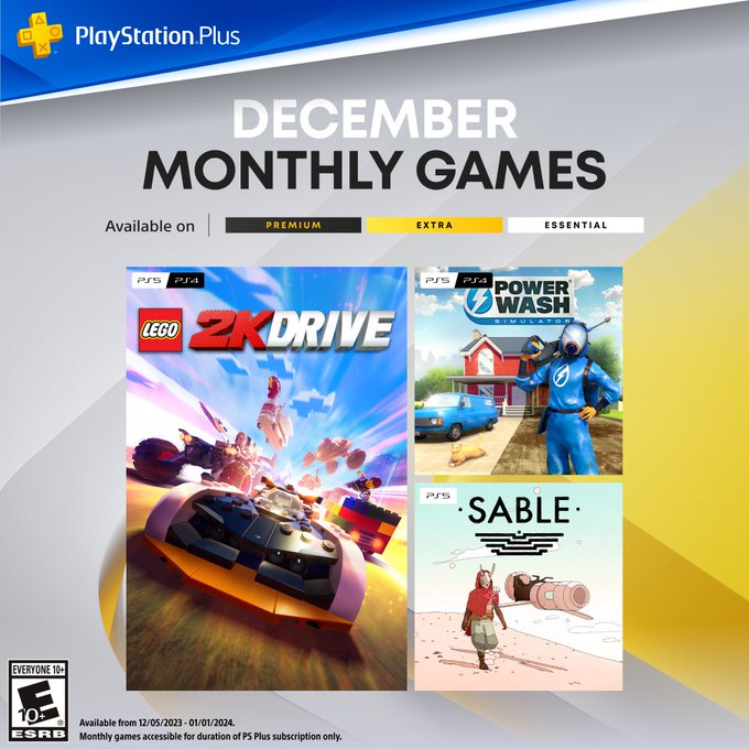 Available from 12/05/23 -01/01/24. Monthly Games accessible for duration of PS Plus subscription only.