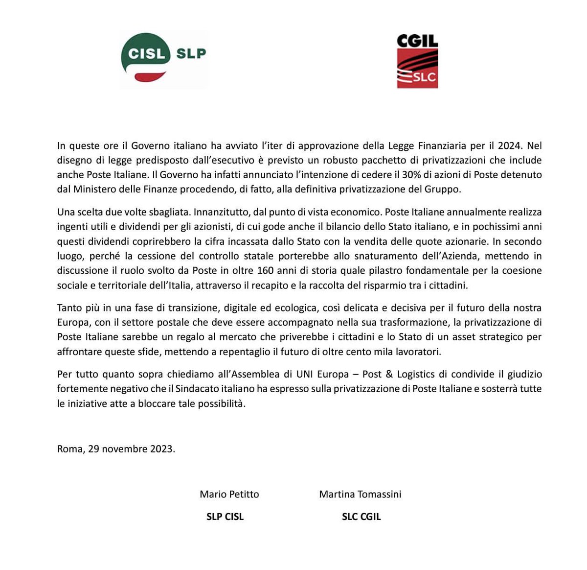 SLP Cisl tweet media