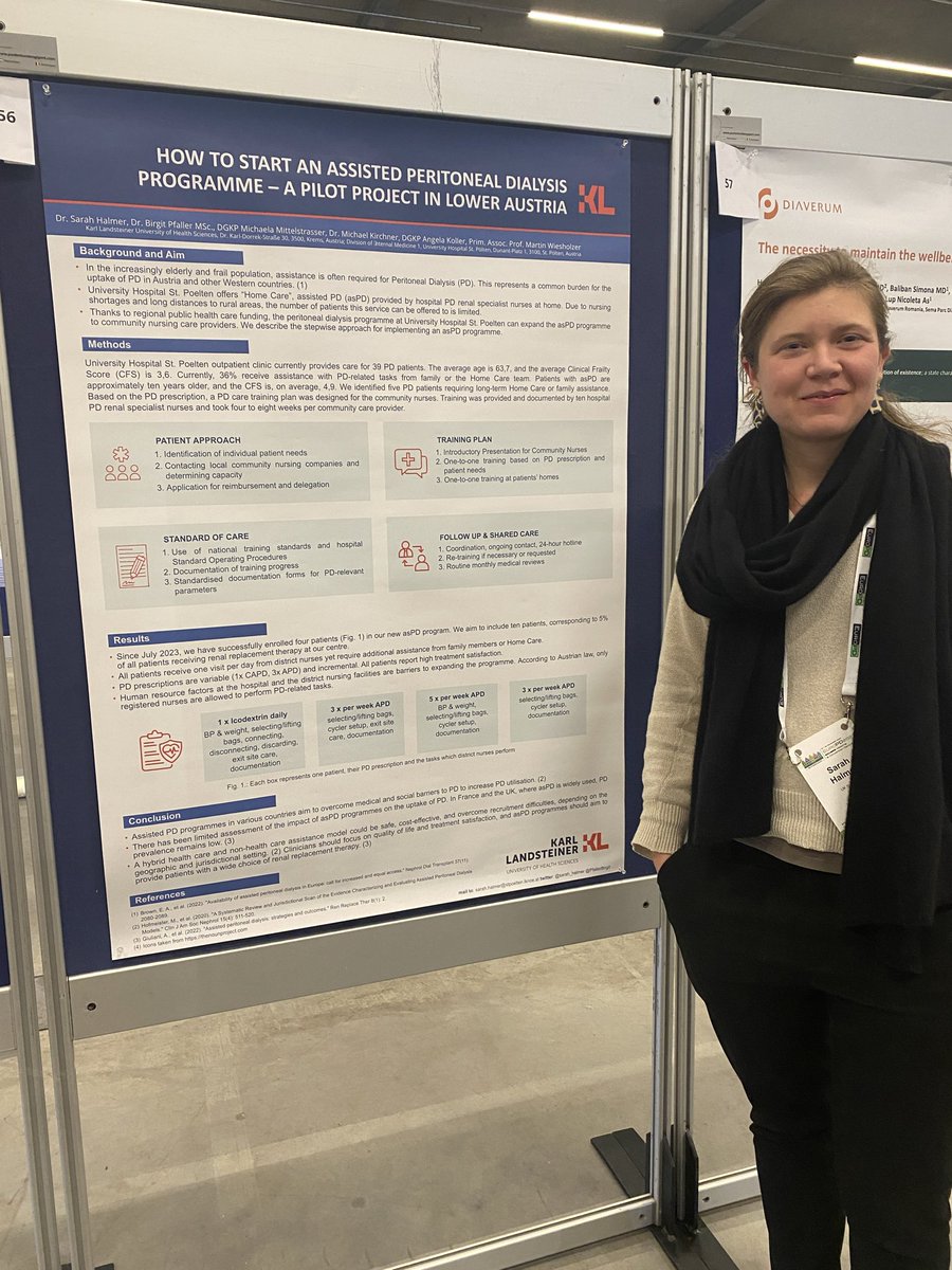 #EuroPD2023 overcoming barriers: <a href="/sarah_halmer/">Sarah Halmer</a> presented the first publicly funded asPD programme in Austria/UKH St.Pölten. Defining protocols for setting up asPD programmes is key to increased&amp;equal access🔑
<a href="/EuroPDMeetings/">EuroPDMeeting</a>
<a href="/ISPD1/">Int. Soc. for Peritoneal Dialysis</a>
<a href="/womeninnephro/">Women In Nephrology</a>
<a href="/EdwinaBrown_PD/">Edwina Brown</a>
<a href="/UKP3100/">UK St. Pölten </a>
@KLKrems