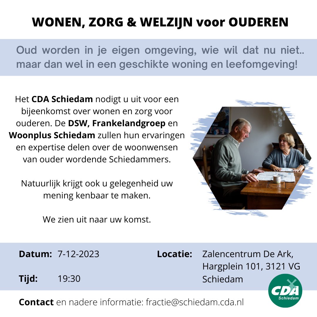 Het CDA Schiedam ziet uit naar uw komst!