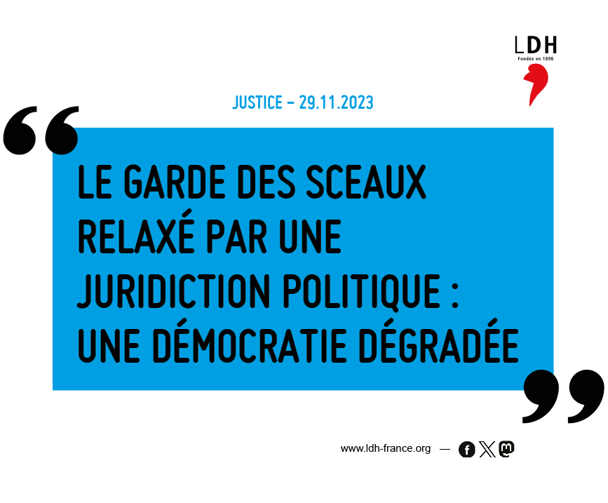 La Cour de justice de la République a relaxé #dupontmoretti accusé de prise illégale d'intérêt. La #LDH demande la suppression de cette juridiction : les membres du gouvernement doivent être jugés selon le droit commun, avec impartialité.
➤ ldh-france.org/92412-2/