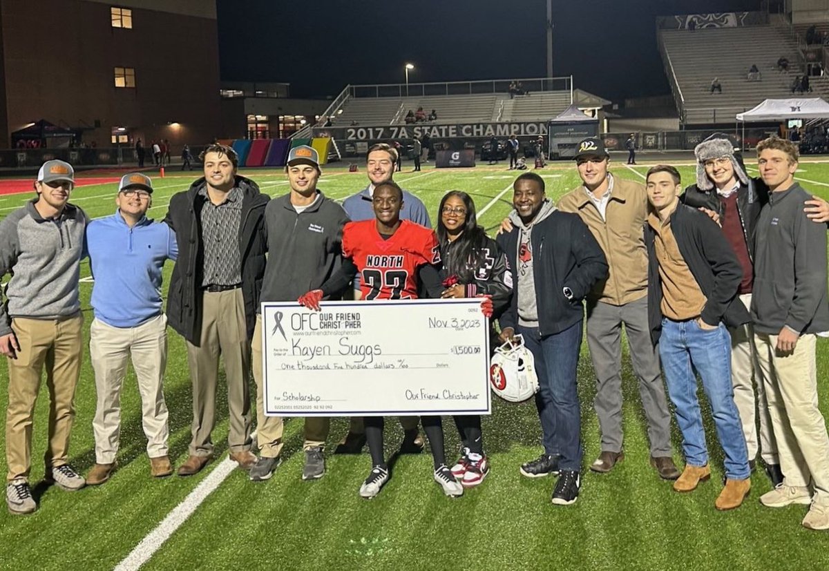 Congratulations to NGHS Senior Kayden Suggs for being the recipient of the Our Friend Christopher Scholarship. Kayden is recognized for demonstrating outstanding leadership skills and the ability to influence a positive outcome for those around him.