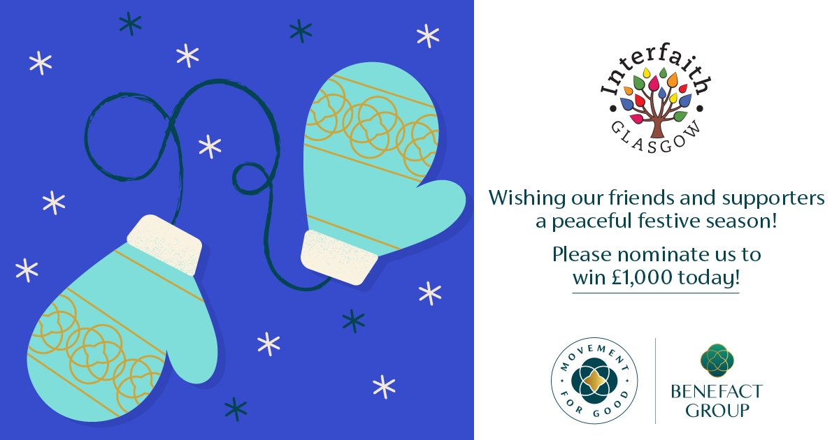InterfaithGlasg's tweet photo. In December, Movement for Good will be giving 120 charities £1,000 each over 12 days.

If you haven’t nominated yet, giving us the chance of winning £1000 towards our work is just a few clicks away when you go to https://t.co/6CB7I3jsV1 https://t.co/NWg1jfdE8T