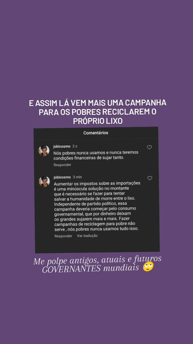Jobicosmo's tweet photo. ♻️ pobre não sujam tanto quanto os ricos, me poupe de campanhas para reciclagem.
.
#recicled #ecofriendly #ecopaper #reciclagemcriativa #consiência #campanha #artesanato https://t.co/c9Hmv46bTu