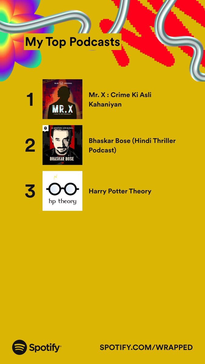 Never forget the podcasts! @MnmTalkies and @mantramugdh's creations have been with me since the very 1st episode of Bhaskar Bose. And now, Mr. X!! #SpotifyWrapped