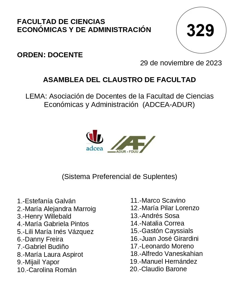 ADCEA (@adcea1) on Twitter photo 📢 ¡Hoy votamos!
Si sos docente de FCEA votá las listas de <a href="/adur_udelar/">ADUR</a> 🗳️
LISTAS 328 Y 329 📢 ¡Hoy votamos!
Si sos docente de FCEA votá las listas de <a href="/adur_udelar/">ADUR</a> 🗳️
LISTAS 328 Y 329
