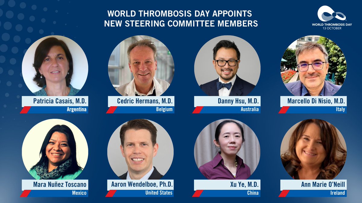 thrombosisday's tweet photo. The World Thrombosis Day campaign is pleased to welcome eight new international members to our Steering Committee.
⁠
The incoming members offer a diverse representation from the following countries: Argentina, Belgium, Australia, Italy, Mexico, United States, China and Ireland. @PatriciaCasais2 @HermansCedric @MarcelloDiNisio @annmarieo9 

https://t.co/2fMe3CRlsP⁠
⁠
#WTDay23 #WorldThrombosisDay #MoveAgainstThrombosis