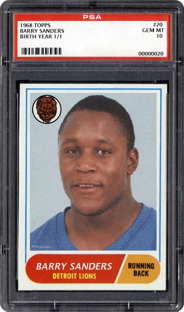 BrianEgickJr's tweet photo. My custom @BarrySanders 
Detroit Lions 1968 Topps  birth year edits
I’m one of the biggest 🐐 fans you will ever meet #FanSince86
@lions @CowboyFB @WichitaNorth259 
#OnePride #GoPokes https://t.co/SOcJKwF2kO