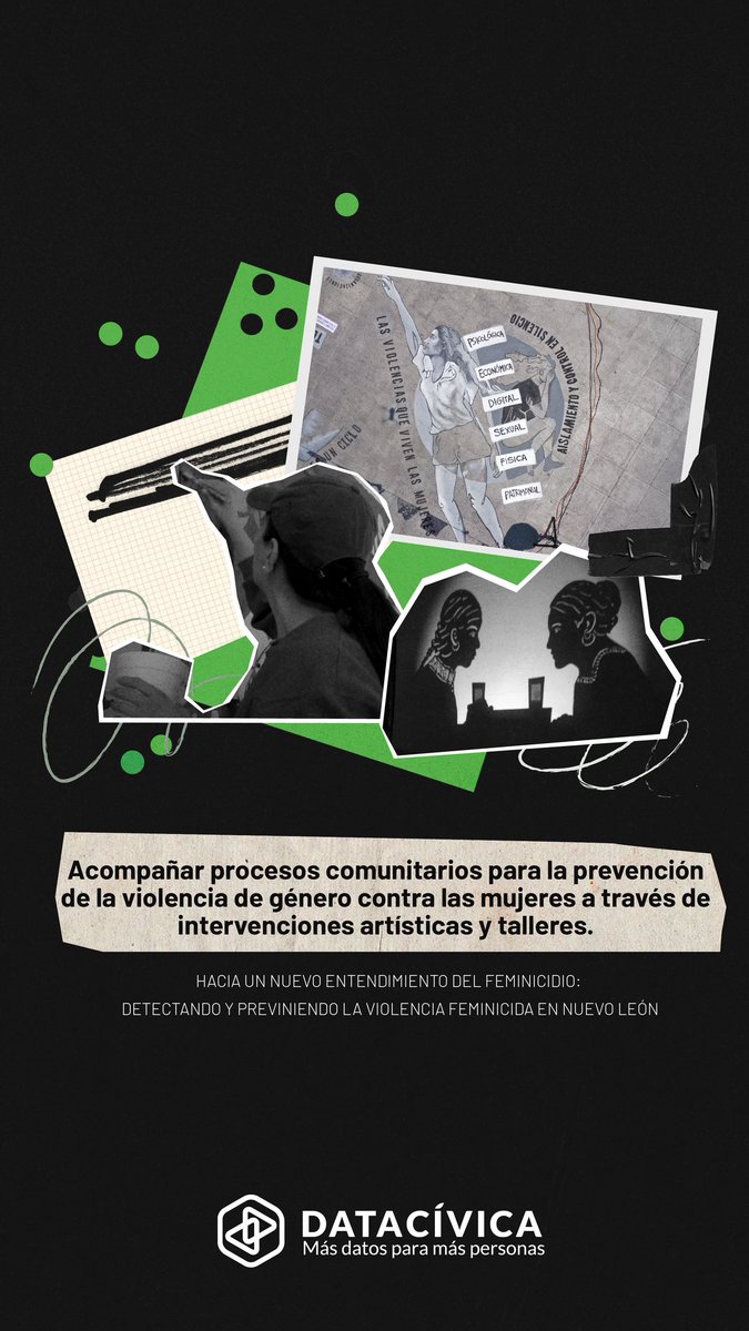 Sensibilizar sobre la prevención de la violencia de género a través de procesos comunitarios e intervenciones artísticas 💜. 

Por ejemplo, las acciones de nuestro proyecto #HUNEF 👉🏼 instagram.com/hunef_mexico

#DataCívica8años