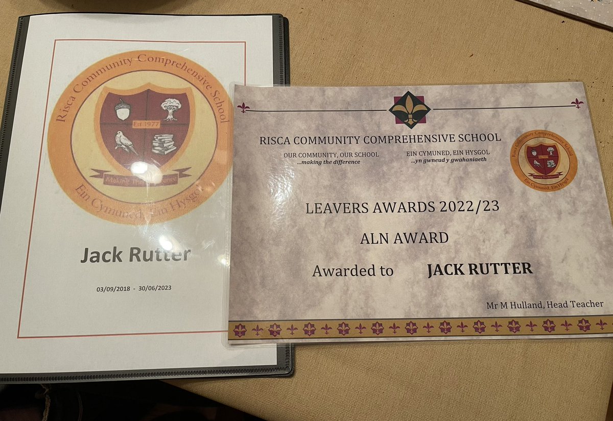 Another proud dad moment. We returned to <a href="/RiscaCCS/">Risca CCS</a> tonight for the Leavers Awards Evening and Jack won the ALN Award. <a href="/ErnieSchnauzer/">Karen Rutter</a> <a href="/RCCS_MrsColes/">Mrs Coles</a> <a href="/RCCS_MrGW/">Mr G Williams 🏴󠁧󠁢󠁷󠁬󠁳󠁿</a> <a href="/RCCS_ASC/">MrsHowells</a> Result! 🎉😀