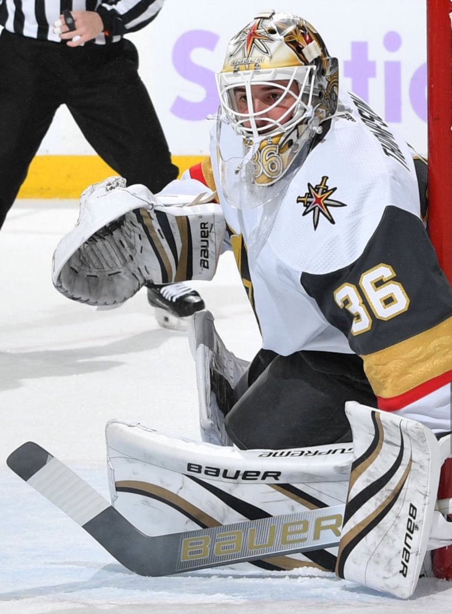 Friedesigns's tweet image. New mask for Logan Thompson of the @GoldenKnights A fun design to go with his #kipper style  #bauer setup! Thanks for the awesome project Logan! 📸: Golden Knights