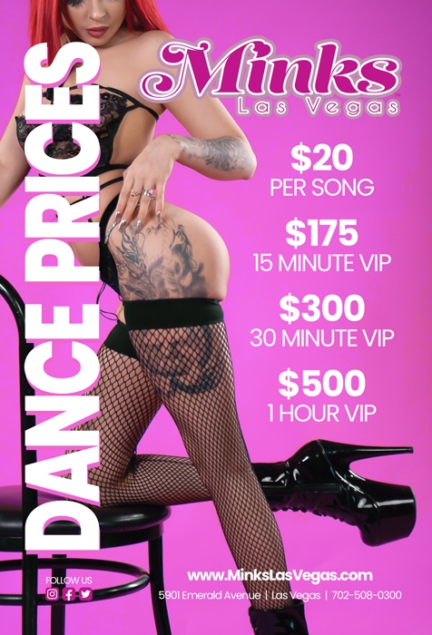 minkslasvegas's tweet photo. Dance prices at Minks:
1 song - $20
15 min VIP - $175
30 min VIP - $300
1 hour VIP - $500
#minks #minksvegas #vegasVIP #VIPvegas #stripclubsvegas #viproom #vipdance https://t.co/TsnJ29z269