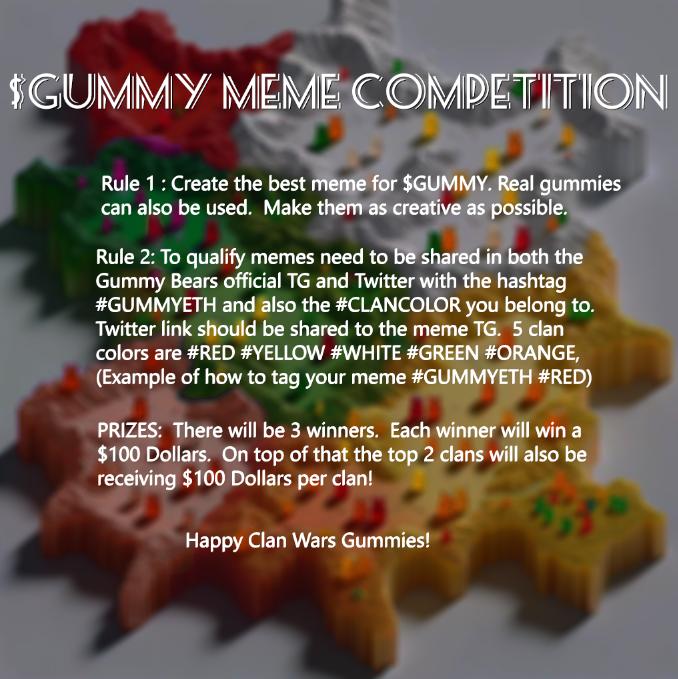 ethgummybear's tweet photo. Meme competition ongoing for the next 24 hours!!  Winners will be announced shortly after competition ends! https://t.co/sBitKda9Fy