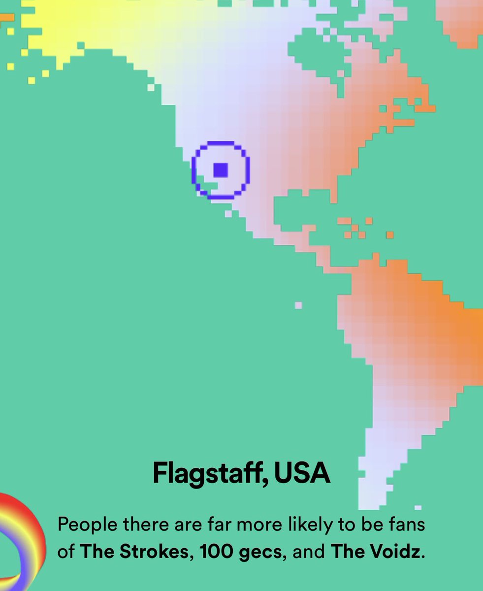 “Spotify put me in burlington”
“Spotify put me in LA”
You know how much of a sick fuck you gotta be to be put in FLAGSTAFF