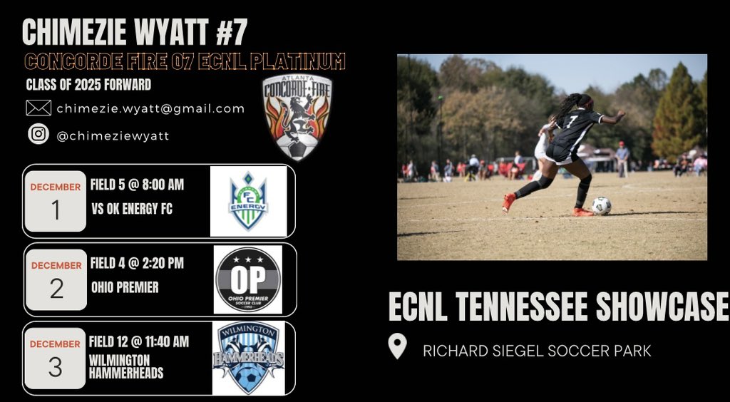 Counting down until battle at #ECNLTN⏰. Come catch a game, you don’t want to miss it!
<a href="/Concorde07G/">Concorde Fire Platinum ECNL 06/07</a> <a href="/ConcordeSoccer/">Concorde Fire Soccer</a> <a href="/ECNLgirls/">ECNL Girls</a> <a href="/ECNLSoutheast/">ECNL Southeast Girls</a>