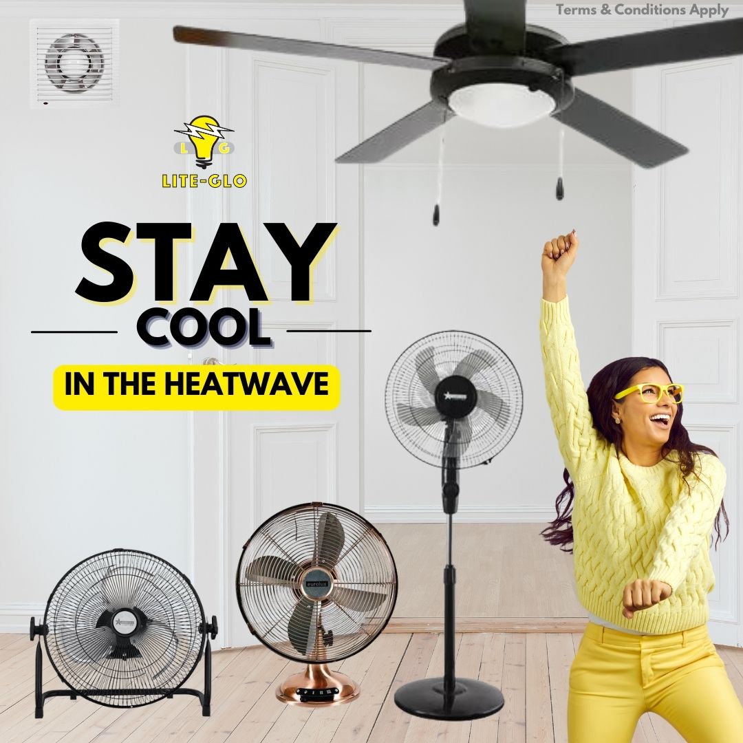 Don't sweat it! Grab a fan and breeze through this scorching heatwave. 💨 Cool comfort awaits with our unbeatable deals. 

liteglo.co.za

#CoolDownSale #BeatTheHeat #ElectricalSupplies #Innovation #Convenience #PowerUpYourLife #LiteGlo #LiteGloElectrical #lighting