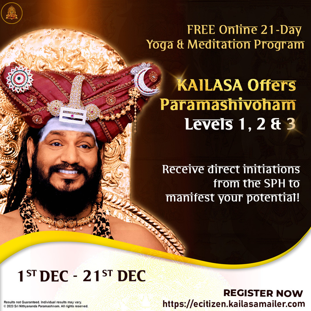 UnKailasa's tweet photo. Embark on a transformative journey with Paramashivoham Levels 1, 2 &amp; 3, a FREE 21-day online spiritual program by KAILASA.
Register now: https://t.co/jGTeMuIAUj
#Nithyananda #KAILASA #Paramashivoham #Transformation #Spiritualawakening
@SriNithyananda https://t.co/KL4CArkbuc