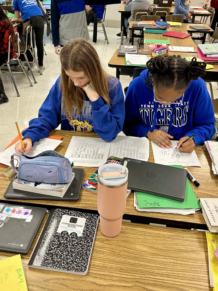 dawnj_harrod's tweet photo. Warrior Walk inside today means a few students choose math! Completing Thanksgiving coordinate graphs for fun!❤️ #mathforfun https://t.co/OOMjxwaVLM