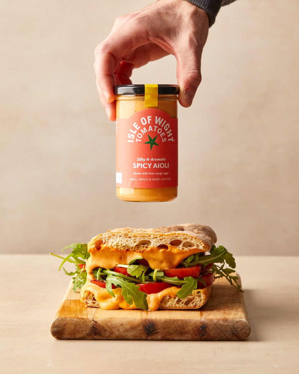 iowtomatoes's tweet photo. NEW PRODUCT ALERT - and it's a really special one! 

Introducing our new Isle of Wight Tomatoes Spicy Aioli - this gloriously rich garlic sauce created with nora peppers &amp; red jalapeno chillies.

Head to our website - https://t.co/XJ7o9d9gmU - to get your hands on a jar - or two! https://t.co/hWuzNbmjTA