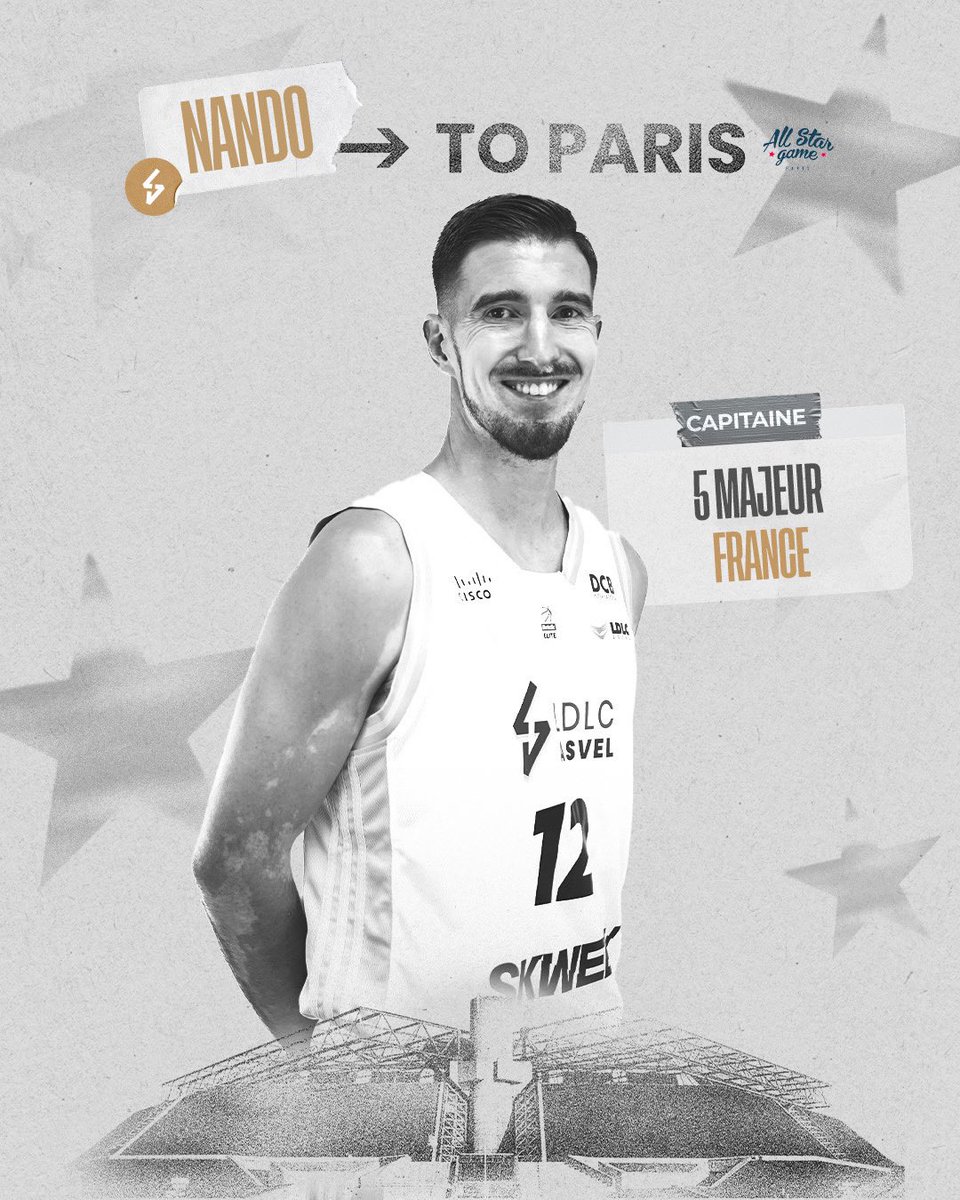 Nando to Paris ⭐️ 🫡 @NandoDeColo sera titulaire et capitaine du 5 majeur de la #TeamFrance 🇫🇷 lors du prochain @ASGLNB ! #LDLCASVEL