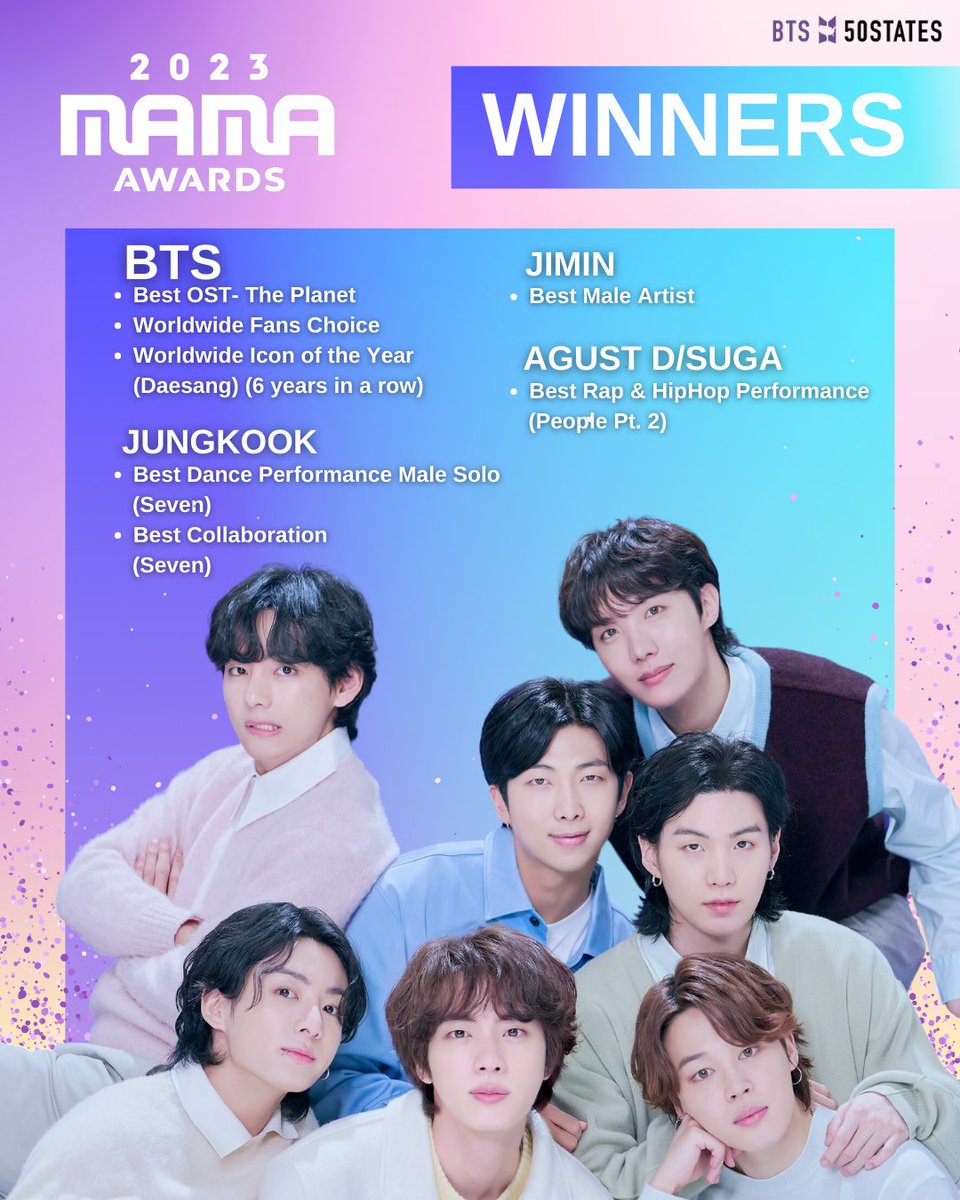 BTSxSouth_West's tweet photo. Congratulations to our amazing #BTS members on receiving so many MAMA awards this year! 🎉
(And great job supporting them, #BTSARMY🫶)~❇️
@BTS_twt @bts_bighit #BTSxMAMA @MnetMAMA https://t.co/LZhJ0Bo9X1