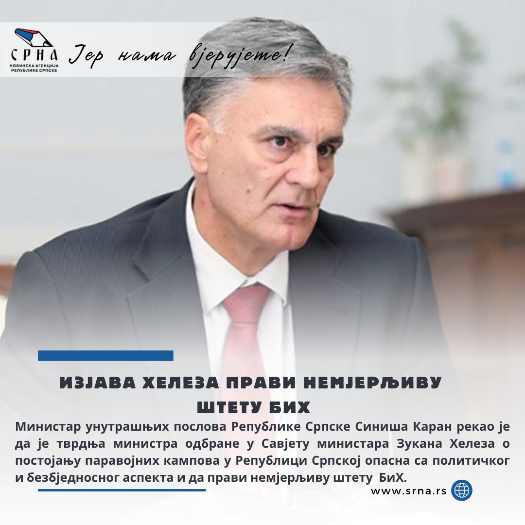 AgencijaSrpske's tweet photo. 👉🏻https://t.co/uV9KtSSmfz
#srna #Karan #Helez #BiH https://t.co/aY3bLuttjH