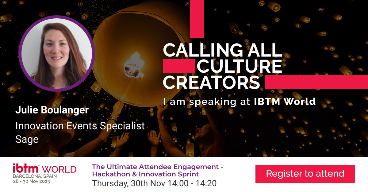 Inspired with creative #EventProfs &amp; all these new tools, experiments &amp; experiences elevating the industry. Can't wait to speak tomorrow <a href="/IBTMevents/">IBTM</a> about #Hackathon &amp; #Innovation.
Comment your question or insight on the topic, and I'll make sure to include that tomorrow!