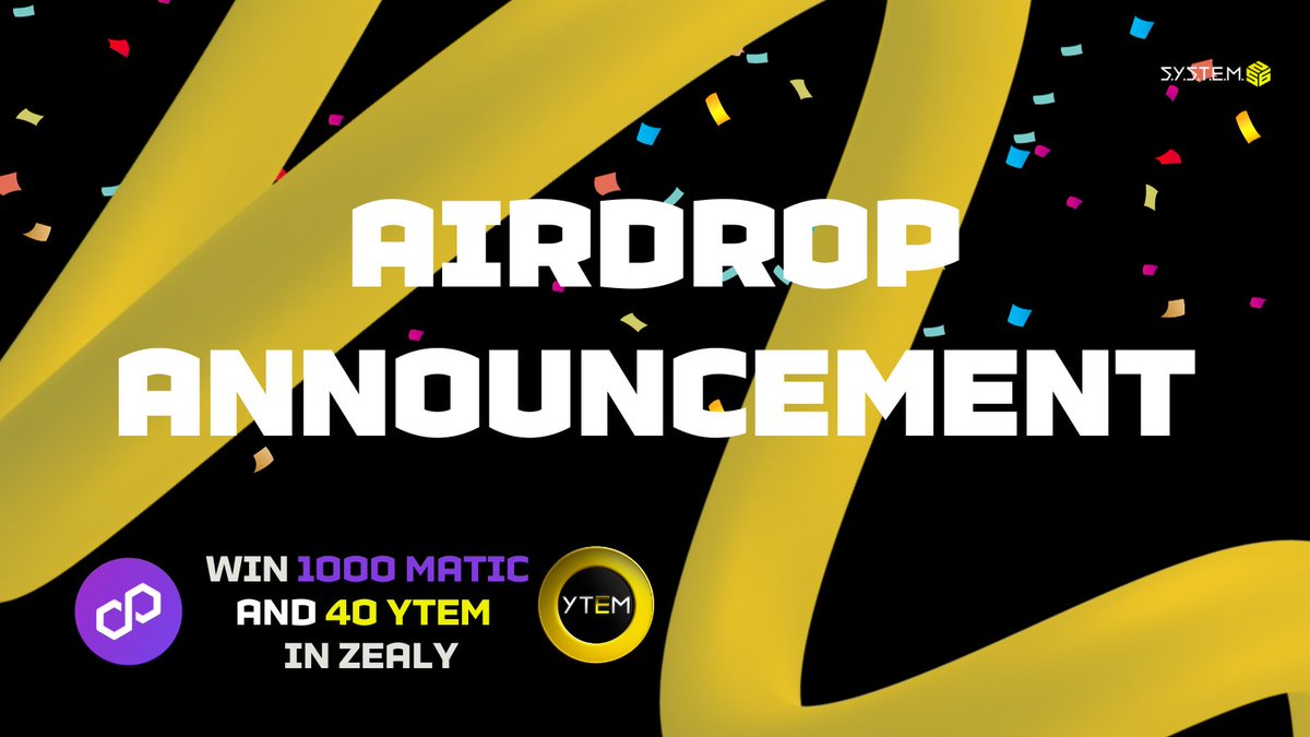 🎉Airdrop on @0xPolygonLabs started! You following the artists? You like to vote? Join us and seize extra bonuses in this Big Airdrop! 💰Win 1000 $MATIC & $YTEM token! Follow the link and make all quests in Zealy 👇 Join the movement now: zealy.io/c/system256/in…