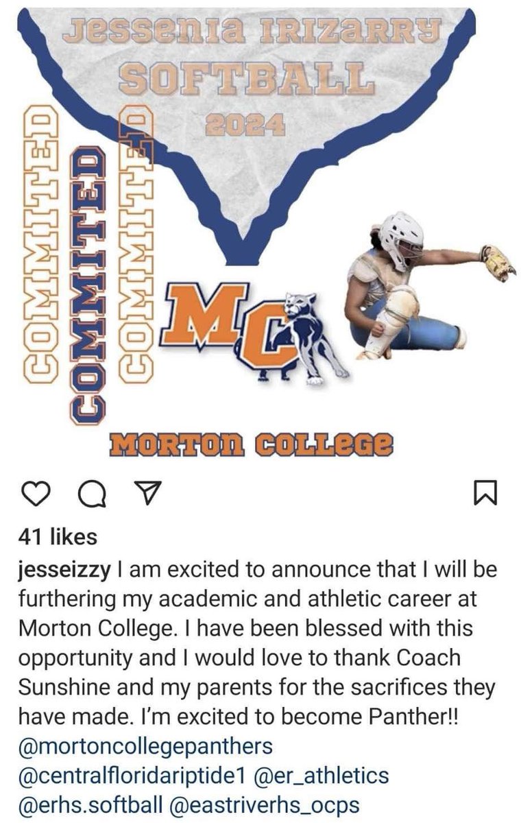 MortonCollegeSB's tweet photo. Welcome to the Panther Family, Jessenia! #2024recruit https://t.co/XHRh7GuBOR