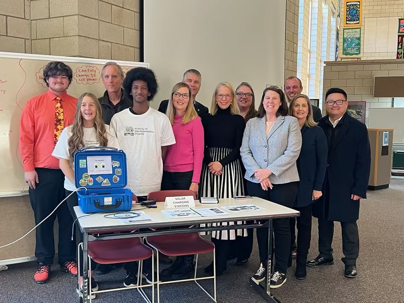 Morrison4MN's tweet photo. Thanks to the students and staff at @SES_MN for hosting a Solar on Schools celebration! Proud to carry the bill with @LucyRehmMN to continue @PattyAcomb ‘s transformational work. Much gratitude to the students for sharing their inspirational projects and world views!☀️🌎 https://t.co/2C3B0mcKKL