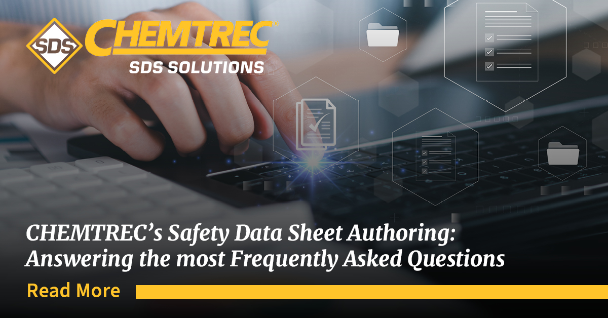 chemtrec's tweet image. By now, we hope you&apos;ve heard about our latest addition to our suite of SDS Solutions: CHEMTREC&apos;s SDS Authoring Service! If you&apos;re looking for more information on this service, check out our blog post covering Frequently Asked Questions on #SDSAuthoring! okt.to/s85YhR