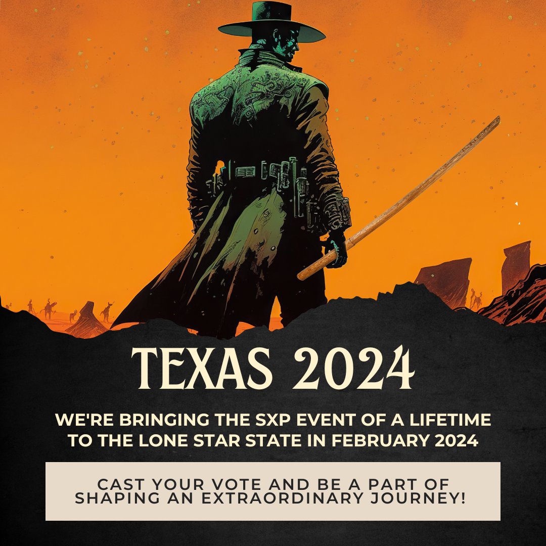 SwordExperience's tweet photo. 🌟 Exciting News SXP Fans! We're bringing the SXP experience to Texas in February 2024, and we need YOUR help to choose the city!📍Cast your vote today: https://t.co/YscQOCfrSh

#SXPinDallas, #SXPinAustin, or #SXPinHouston https://t.co/TcOOecZ801
