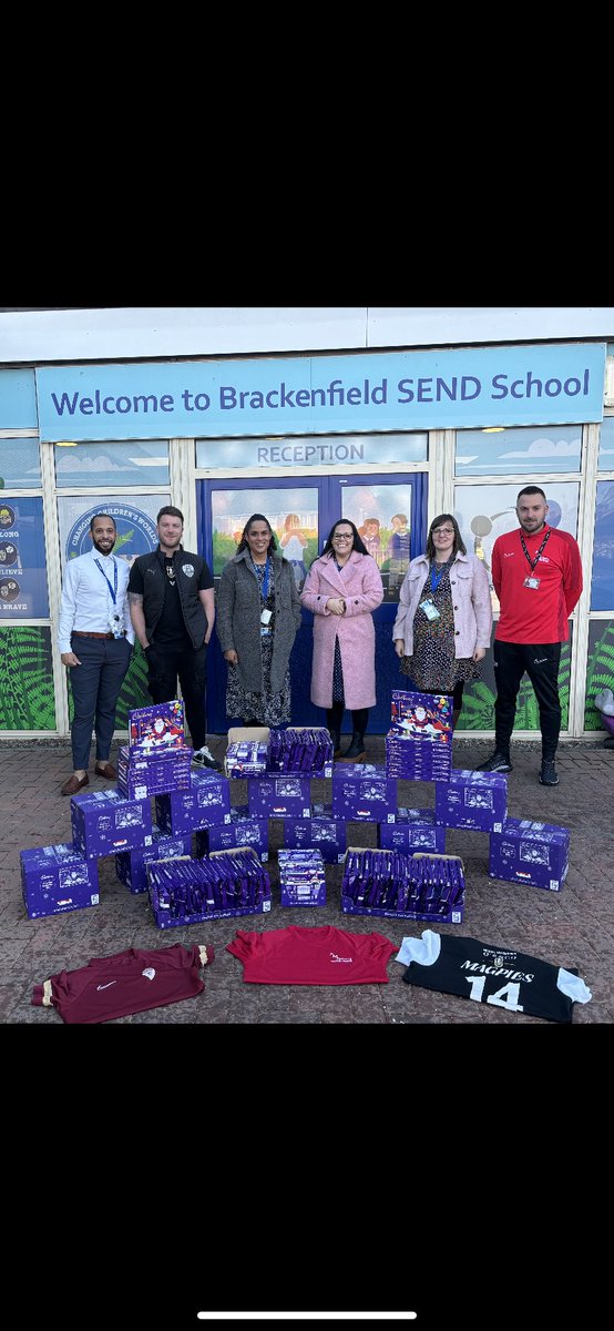 Huge thanks to Adam <a href="/am_sports1/">A.M Sports</a> , <a href="/MagpiesLE/">LongEatonMagpies</a> <a href="/FCSez/">FC Sez ❤️</a> and Rich OB barbers for the donation of nearly 200 selection boxes for the pupils at Brackenfield SEND School. It is extremely appreciated.