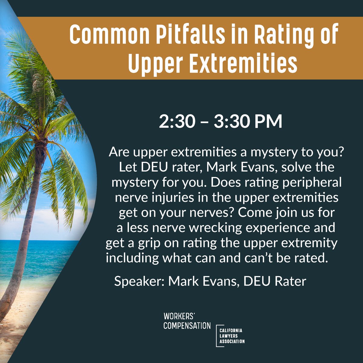 📣Calling all workers comp practitioners 📣

Do you have clients with peripheral nerve injuries in the upper extremities? Our December 8 program can help you determine what can be rated as a disability.

✅Register here: 
cla.inreachce.com/Details/Inform…
