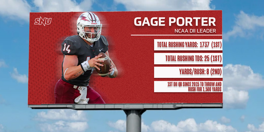 SNU Athletics (@snuathletics) on Twitter photo ๐๐๐๐ ๐๐๐๐ก๐ ๐๐๐๐ ๐คซ
<a href="/SNUFootball/">SNU Football</a>'s Gage Porter has been named one of the nine finalists for the Harlon Hill Award!
#BoltsUpโก๏ธ ๐๐๐๐ ๐๐๐๐ก๐ ๐๐๐๐ ๐คซ
<a href="/SNUFootball/">SNU Football</a>'s Gage Porter has been named one of the nine finalists for the Harlon Hill Award!
#BoltsUpโก๏ธ