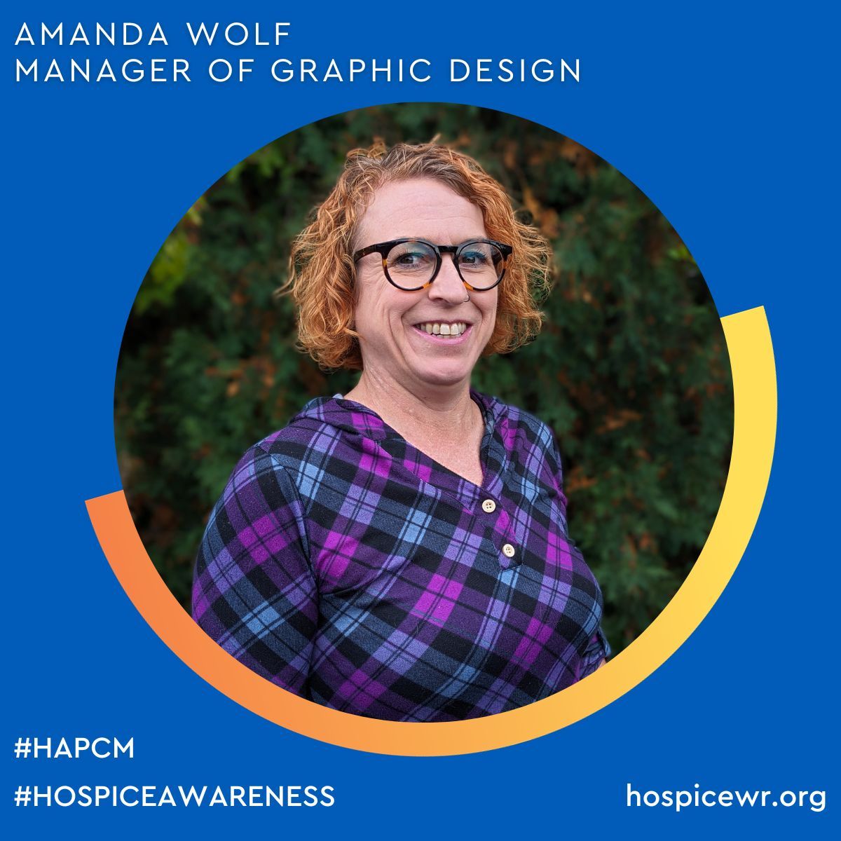HospiceWR's tweet image. #HAPCM Staff Shout Out: Meet Amanda!👋
Amanda Wolf is the Manager of Graphic Design and started working at HWR in 2018 . 
Amanda's one word to describe the work that we do:  Compassionate 
Thank you, Amanda! 👏
