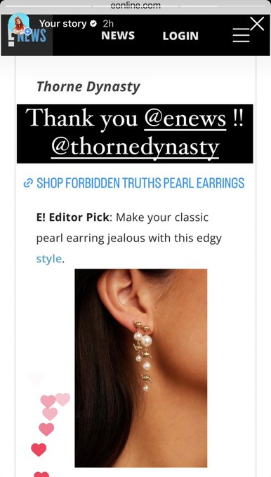 Thanks @enews !! Shop the E! Editor Pick: #thornedynasty Forbidden Truths earrings in 3 different lengths<a class="tags" target="_blank" title="On Twitter" href="/?out=eyJ0eXAiOiJKV1QiLCJhbGciOiJIUzUxMiJ9.eyJpYXQiOjE3MjE0MzI0MzksImlzcyI6InR3cG9ybnN0YXJzLmNvbSIsIm5iZiI6MTcyMTQzMjQzOSwiZXhwIjoxNzUyOTY4NDM5LCJyZWRpcmVjdF91cmwiOiJodHRwczovL3R3aXR0ZXIuY29tL2VuZXdzIn0.quFhpux-1zW05Wm0GPAZWV04xzl5FLqtKt-hVQcBIdcChGtZC8usuzIs2_Q6WAy3bYPWOGKsQFk6JJ-YxeYY4g">@enews</a><a href="/tag/thornedynasty"class="tags">#thornedynasty</a>
