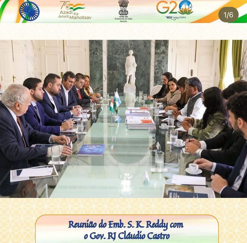 cgisaopaulo's tweet image. Message from Amb. S. K. Reddy:

A pleasure to call on @claudiocastrorj &amp;amp; exchange views on @g20org on bilateral engagement, on disaster resilience @cdri_official , on Digital Transformation in India #indiastack &amp;amp; his visit to #india

+