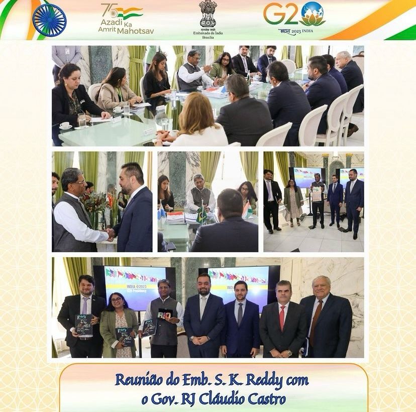 cgisaopaulo's tweet image. Message from Amb. S. K. Reddy:

A pleasure to call on @claudiocastrorj &amp;amp; exchange views on @g20org on bilateral engagement, on disaster resilience @cdri_official , on Digital Transformation in India #indiastack &amp;amp; his visit to #india

+