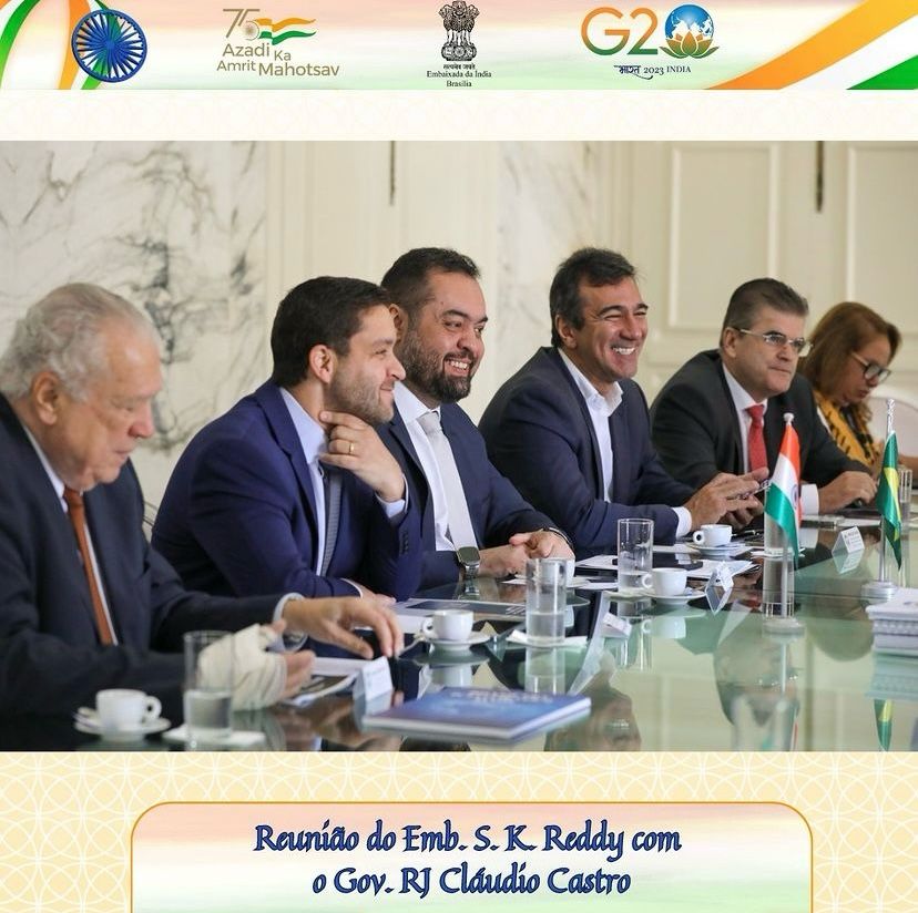 cgisaopaulo's tweet image. Message from Amb. S. K. Reddy:

A pleasure to call on @claudiocastrorj &amp;amp; exchange views on @g20org on bilateral engagement, on disaster resilience @cdri_official , on Digital Transformation in India #indiastack &amp;amp; his visit to #india

+