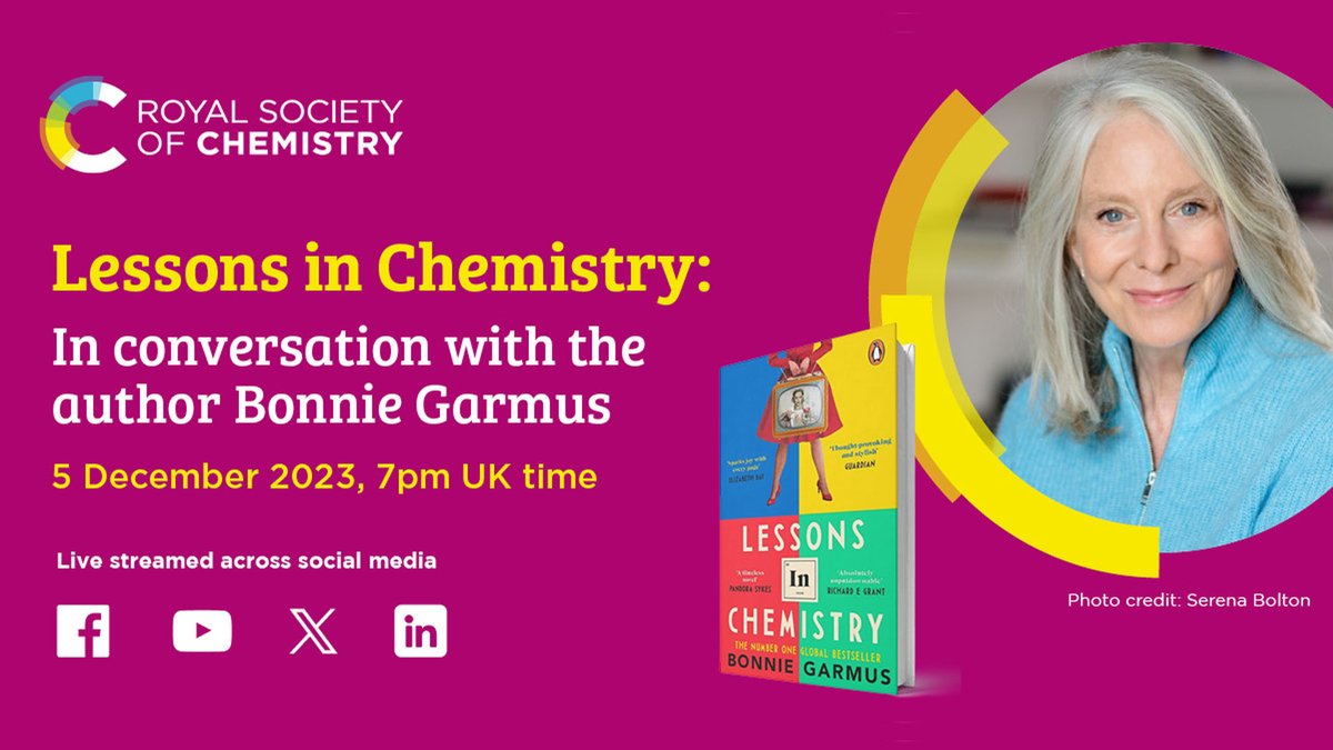 Royal Society of Chemistry (@roysocchem) on Twitter photo Mark the date in your calendars!
<a href="/FunSizeSuze/">Dr Suze Kundu: find FunSizeSuze on other platforms</a> will be talking to the award-winning author of Lessons in Chemistry, <a href="/BonnieGarmus/">Bonnie garmus/author</a>, about Women in STEM, her inspirations, and more.
Join us here from 7 pm (BST) on the 5th of December. Drop your questions in the comments. Mark the date in your calendars!
<a href="/FunSizeSuze/">Dr Suze Kundu: find FunSizeSuze on other platforms</a> will be talking to the award-winning author of Lessons in Chemistry, <a href="/BonnieGarmus/">Bonnie garmus/author</a>, about Women in STEM, her inspirations, and more.
Join us here from 7 pm (BST) on the 5th of December. Drop your questions in the comments.