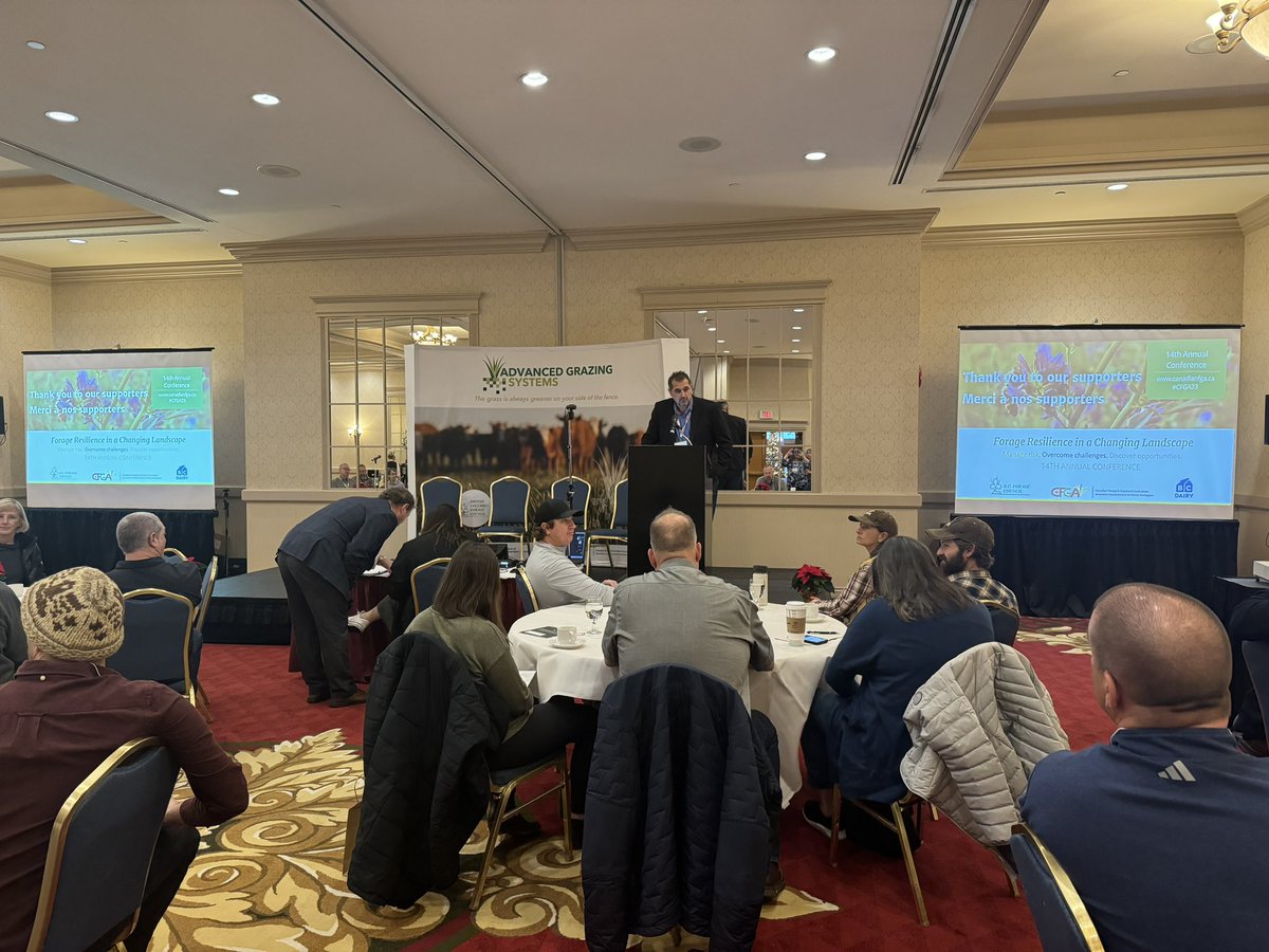 CFGA_ACPF's tweet photo. @CFGA_ACPF executive director Cedric MacLeod opens the 14th Annual CFGA annual conference and CFGA chair Eric Boot provides opening remarks. #forages #grasslands #cfga23 https://t.co/syx3YkZ6Z9