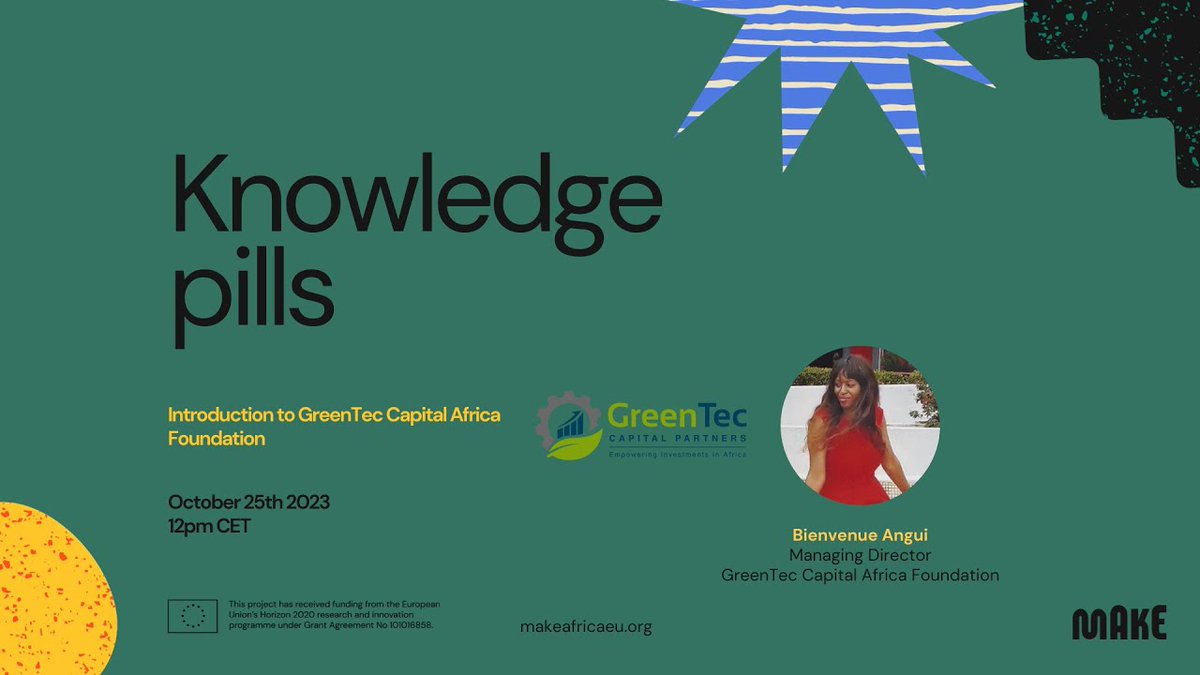 💊 Knowledge pill November is out featuring GreenTech Capital Africa! 📼: youtube.com/watch?v=ztvfhH… @makeafricaeu @GreentecF