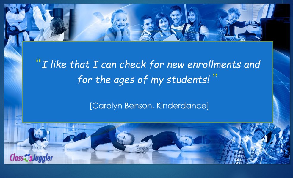 ClassJuggler's tweet image. Thank you, Carolyn (of Kinderdance)!    :)    DanceClassjuggler.com   #DanceStudioSoftware #ClassManagementSoftware  #ClassBasedBusinessSoftware