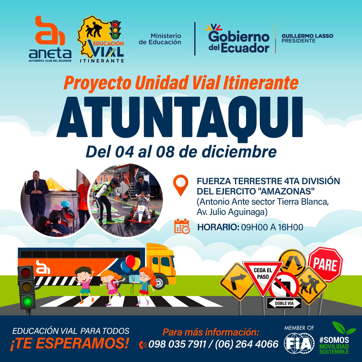 ¡Prepárate para una semana llena de aprendizaje y diversión en el emocionante viaje educativo de Atuntaqui! 🚌🛣️ Del 04 al 08 de diciembre, únete a nosotros y descubre cómo convertir nuestras carreteras en espacios más seguros de manera creativa y práctica. 🚦👨‍👩‍👧‍👦

Te esperamos
