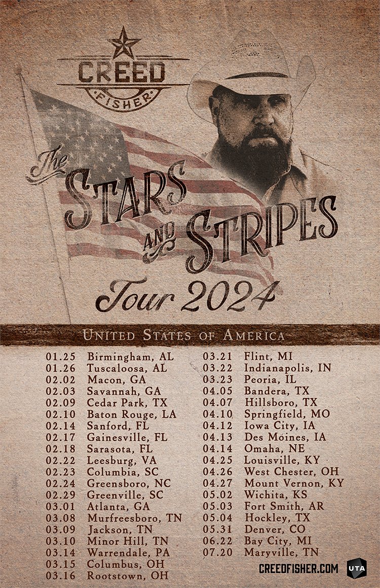 🚨NEW SHOWS ADDED🚨
We heard you all and we're excited to announce more dates and cities to The Stars and Stripes Tour 2024🤘This isn't just a tour, it's a celebration of freedom and bringing real country back to you all🇺🇸

Tickets on Sale THIS Friday, December 1st at 12pm EST!